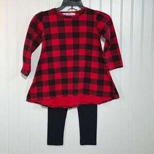 AeBai Red Buffalo Plaid 2 Piece Legging Set Girls 5